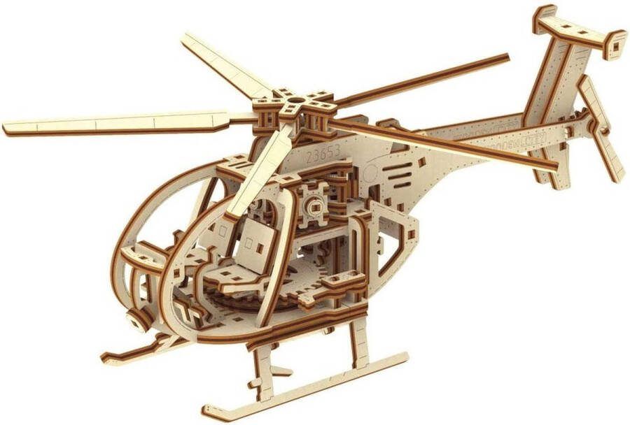 Wooden City 3D houten puzzel modelbouw pakket Helicopter 24x12x30 5cm
