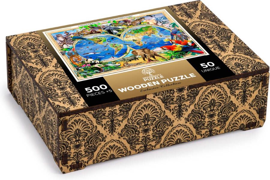 Wooden City Puzzel: ANIMAL KINGDOM MAP 505 50 in hout 8+