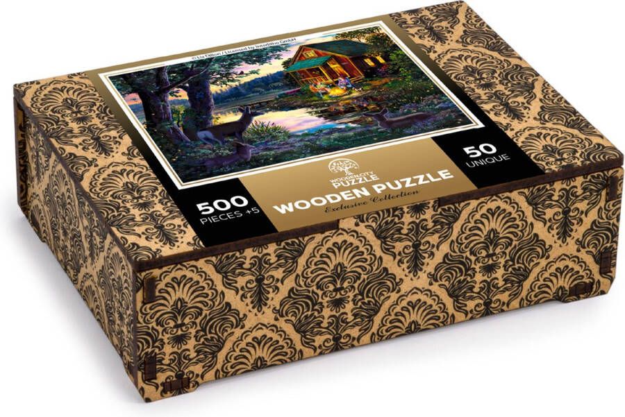 Wooden City Puzzel: EVENING AT THE LAKEHOUSE 505 50 in hout 8+