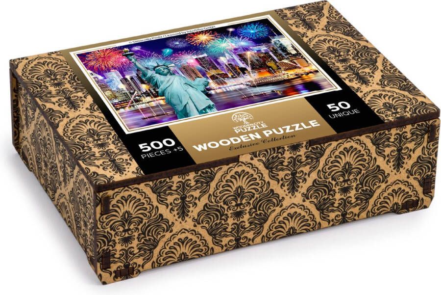 Wooden City Puzzel: NEW YORK BY NIGHT 505 50 in hout 8+