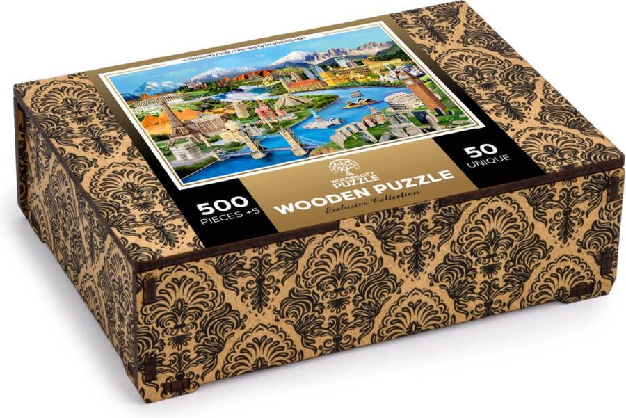 Wooden City Puzzel: WORLD LANDMARKS 505 50 in hout 8+