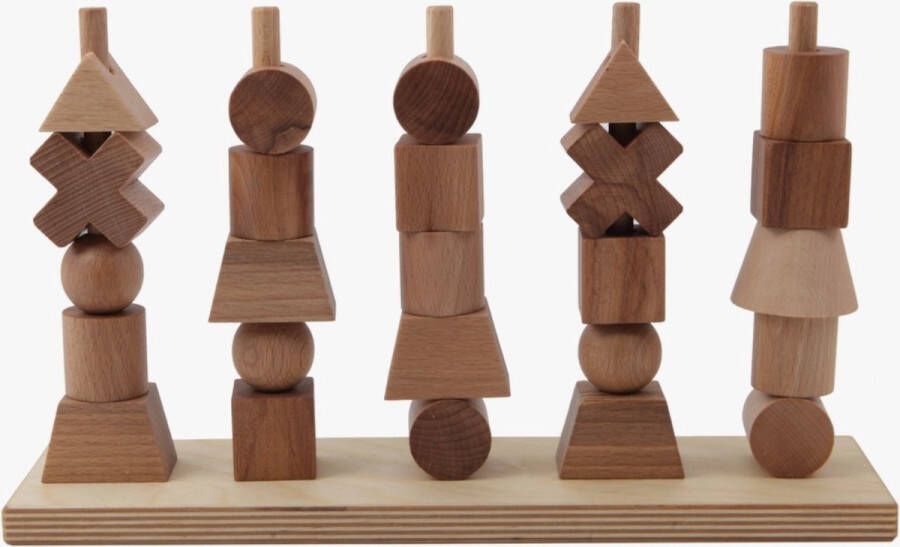 Wooden story Houten Stapelblokken naturel kleur- educatief speelgoed peuters