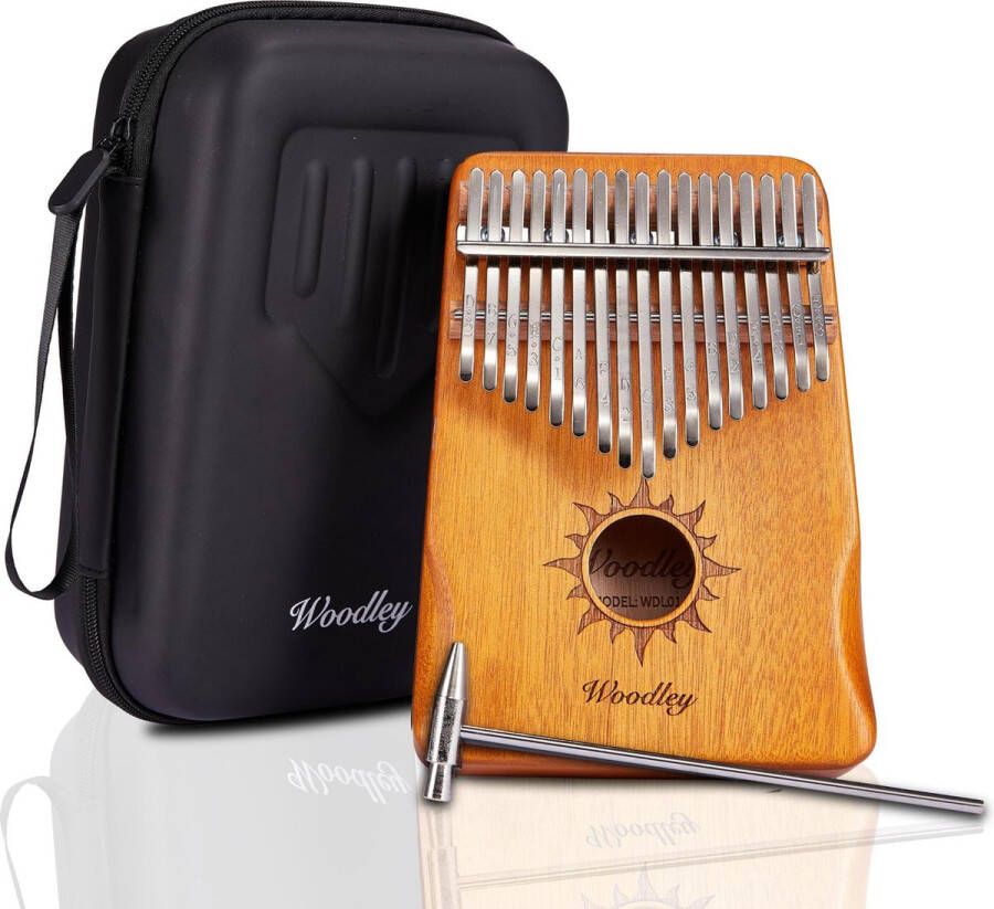 Woodley Kalimba set 17 tonen Duimpiano Muziekinstrument Bamboehout Inclusief waterdichte opbergcase