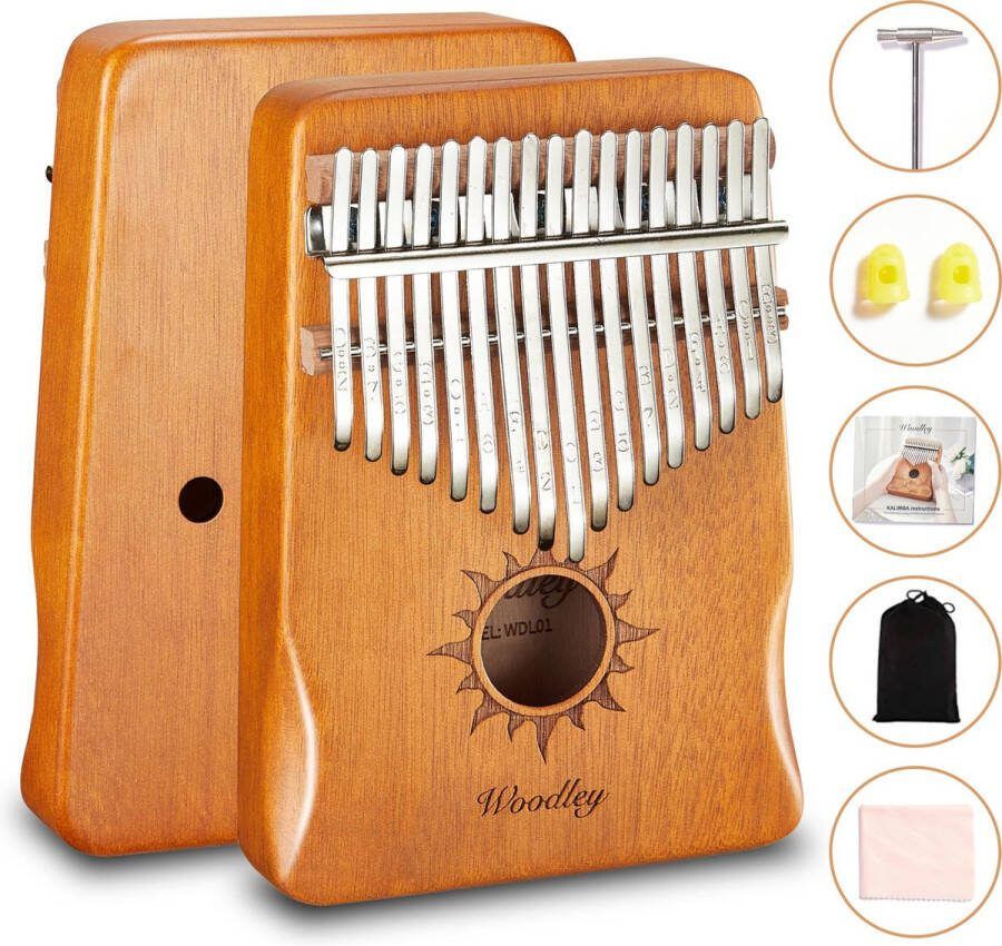 Woodley Kalimba set 17 tonen Met Muziekboek Duimpiano Muziekinstrument Bamboehout Voor kinderen en volwassenen