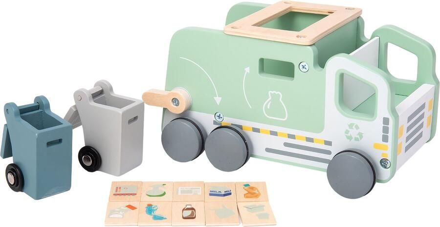 Wood'n Buddy Houten Speelgoed Vuilniswagen set Montessori Speelgoed Stimulerend voor de Motoriek