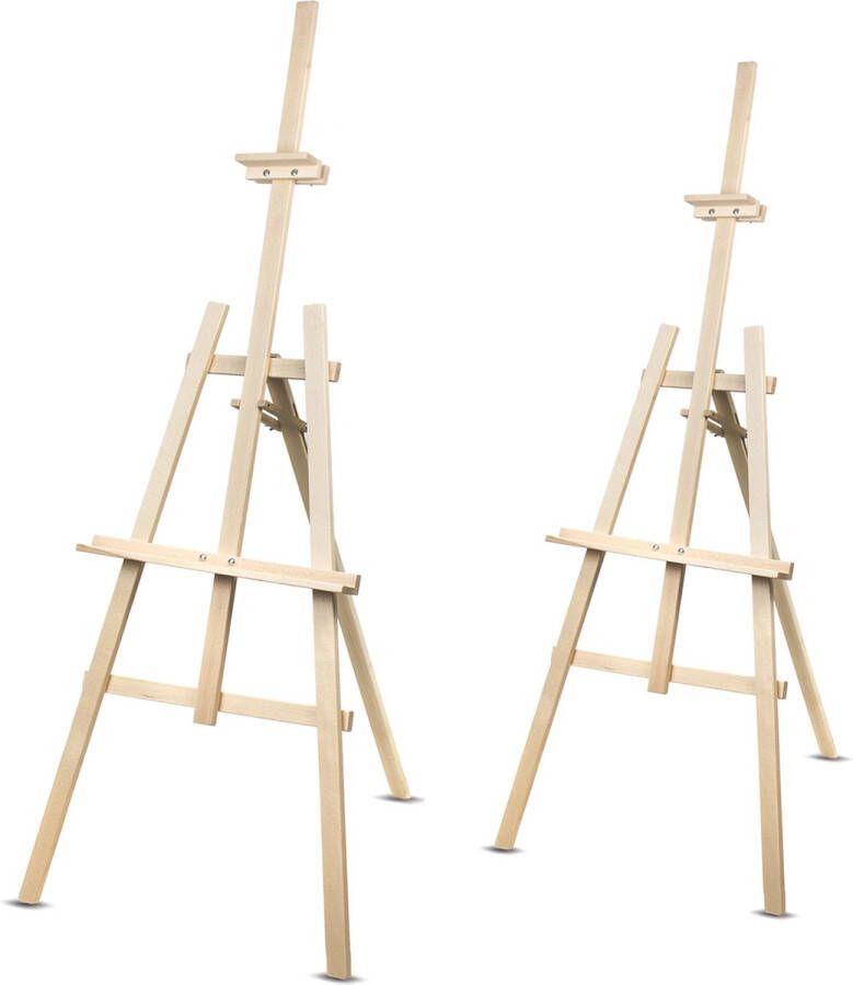 WOODOK 2x Schildersezel Set 178cm | Stabiel beukenhout voor kinderen of volwassenen professionele kunstenaars