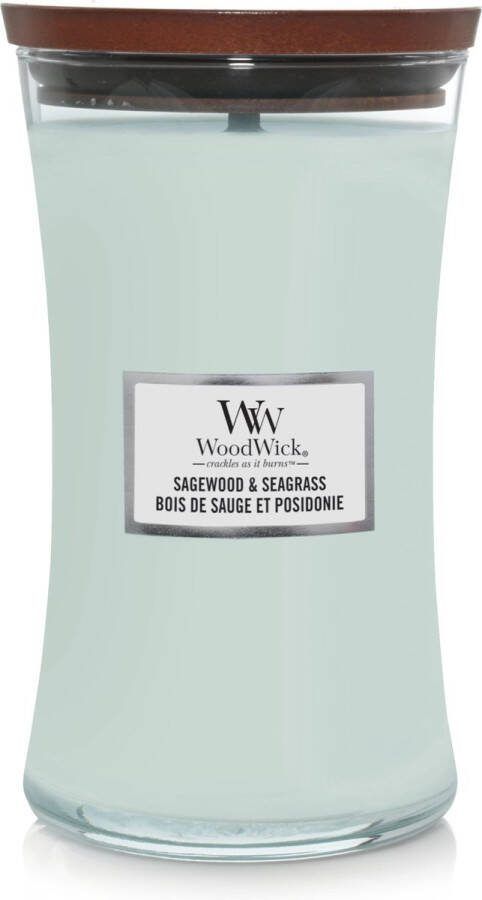 Woodwick Geurkaars Large Sagewood & Seagrass 18 cm ø 10 cm
