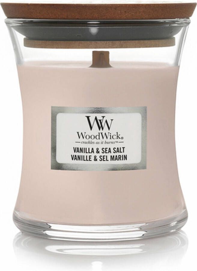 Woodwick geurkaars -Vanilla & Sea salt 8 x 7 cm Mini