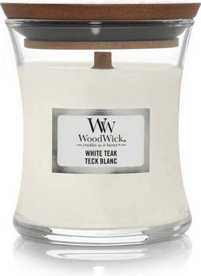 Woodwick Geurkaars Mini White Teak 8 cm ø 7 cm