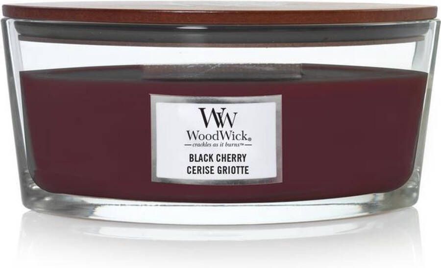 Woodwick Heartwick Flame Ellipse Geurkaars Black Cherry