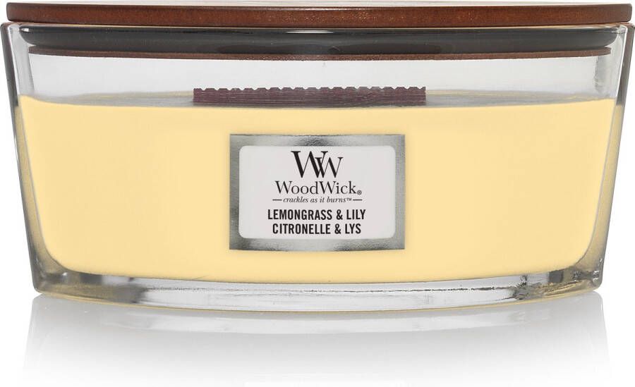 Woodwick Ellipse HearthWick Flame geurkaars Lemongrass & Lily Tot 50 branduren