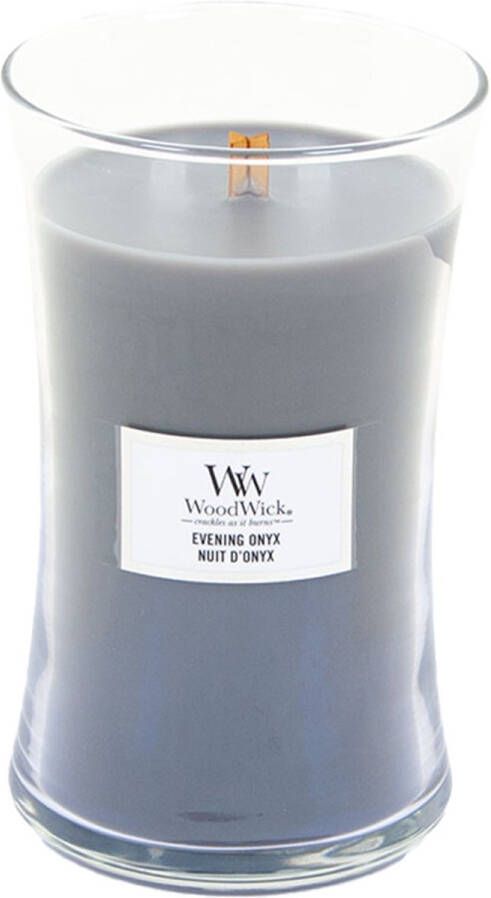 Woodwick GEURKAARS Evening ONYX LARGE 10 cm breed 17 5 cm hoog 130 uur branduur