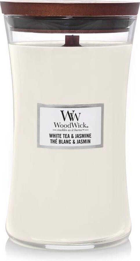 Woodwick Hourglass Large Geurkaars White Tea & Jasmine