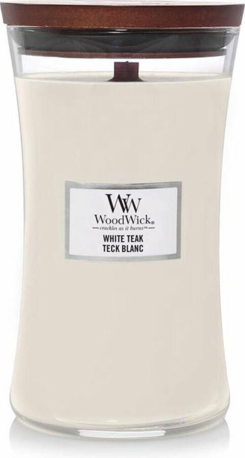 Woodwick Geurkaars Large White Teak 18 cm ø 10 cm