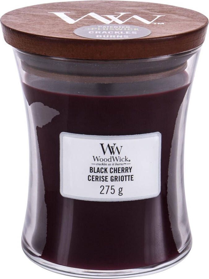 Woodwick Hourglass Medium Geurkaars Black Cherry