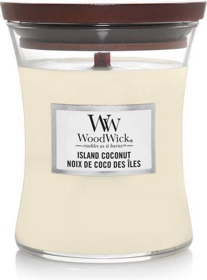 Woodwick Hourglass Medium Geurkaars Island Coconut