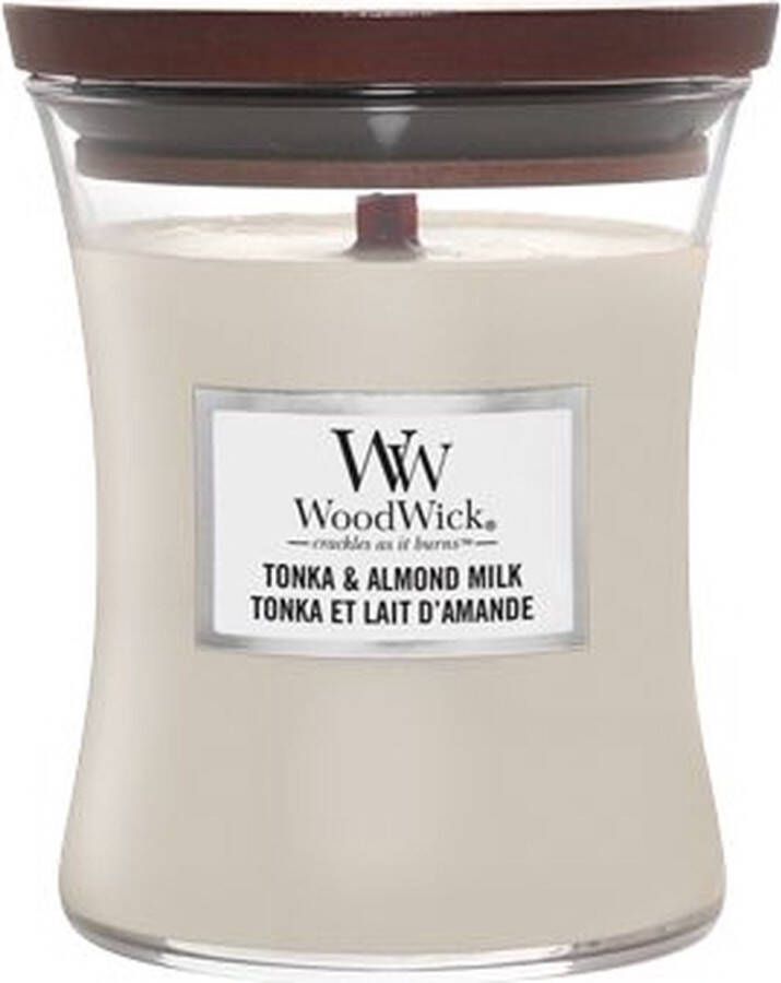 Woodwick Kaars Medium Tonka & Almond Milk 11 cm ø 10 cm