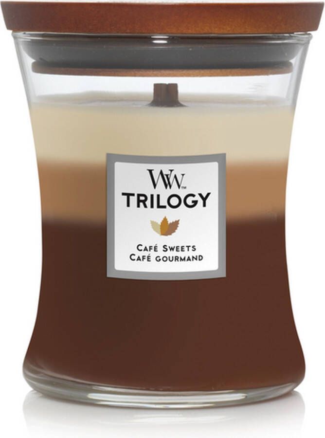 Woodwick Hourglass Medium Trilogy Geurkaars Cafe Sweets