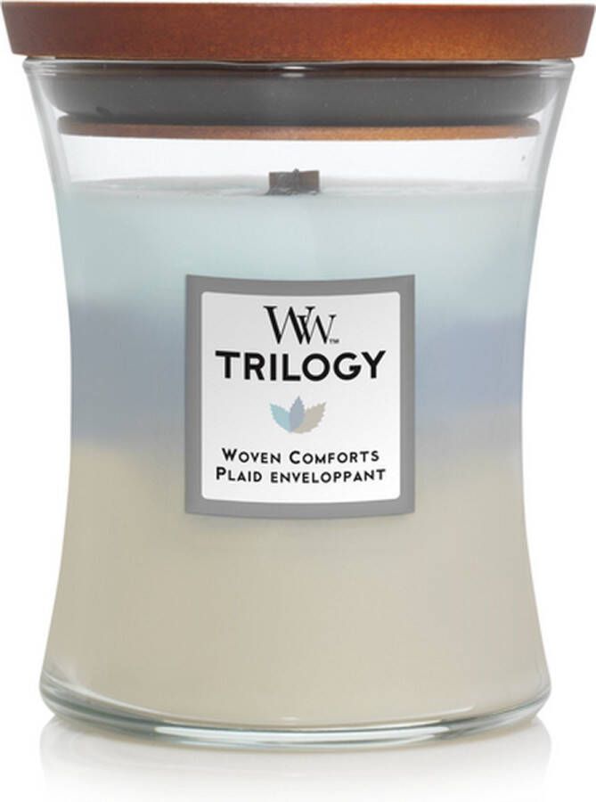 Woodwick Hourglass Medium Trilogy Geurkaars Woven Comfort