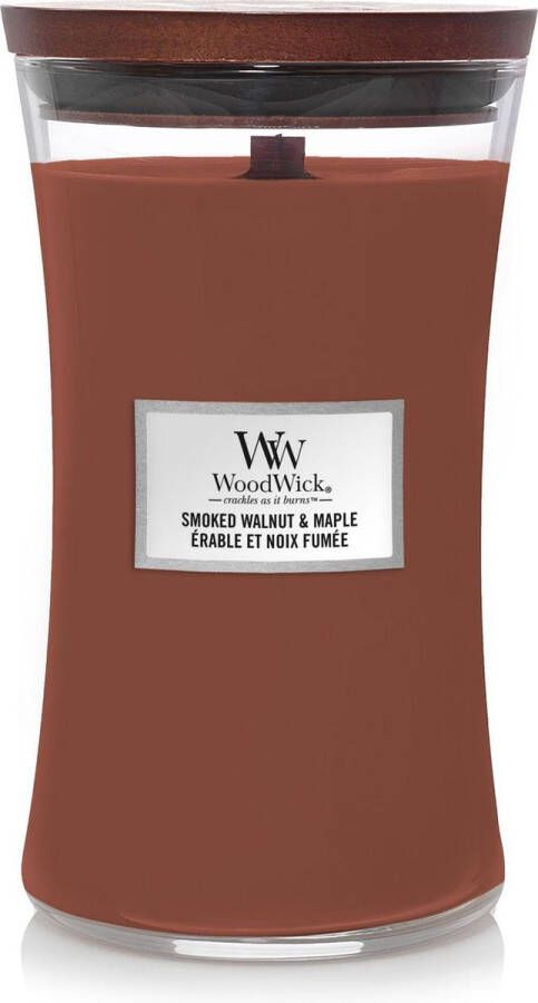 Woodwick Geurkaars Large Smoked Walnut & Maple 18 cm ø 10 cm