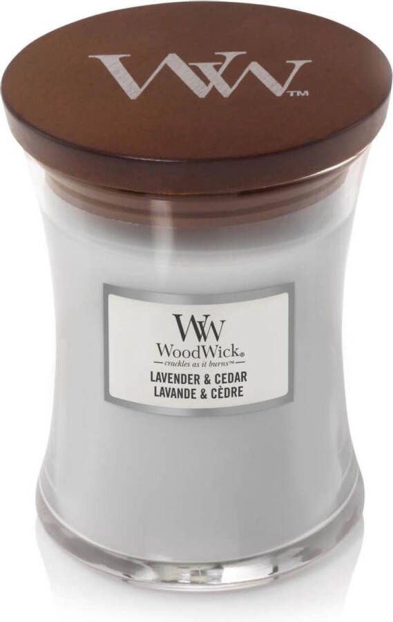 Woodwick Geurkaars Medium Lavender & Cedar 11 cm ø 10 cm