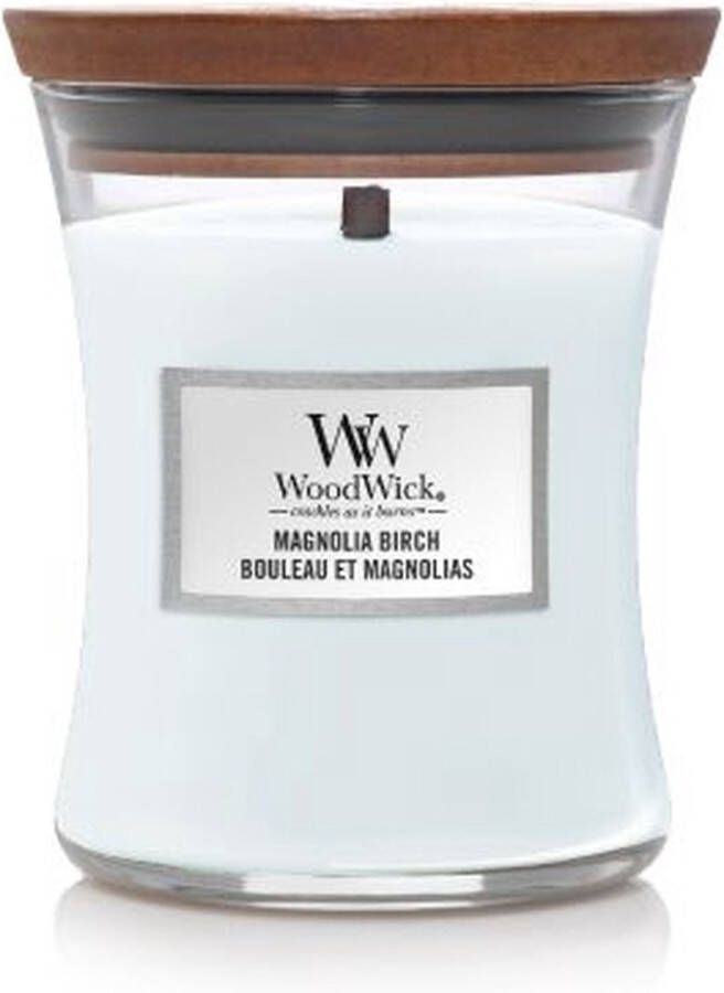 WoodWick Geurkaars Medium Magnolia Birch 11 cm | ø 10 cm
