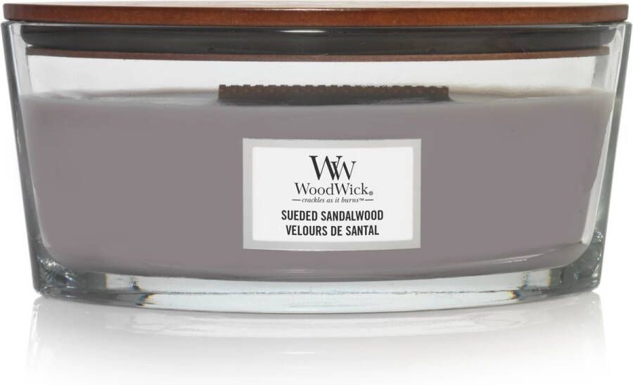 Woodwick Heartwick Flame Ellipse Geurkaars Sueded Sandalwood