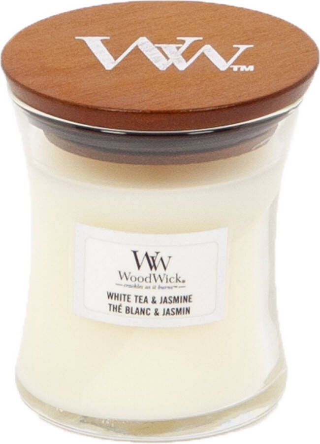 Woodwick White Tea & Jasmine Mini Candle Geurkaars