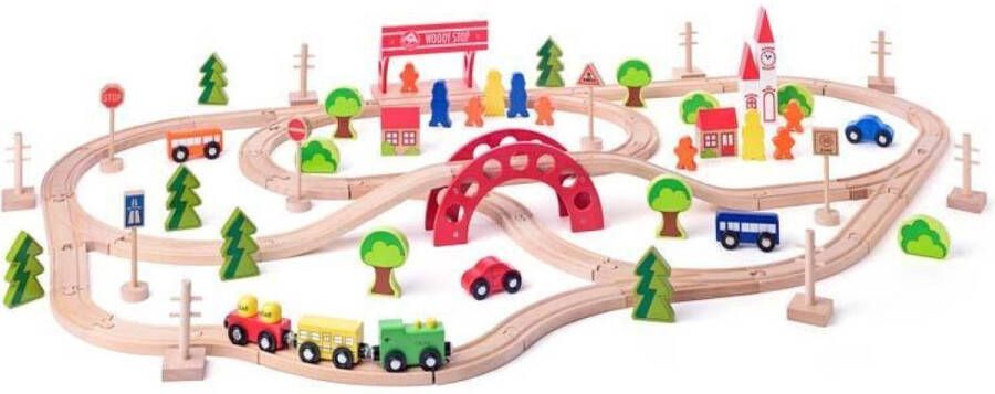 Woody Toys houten treinbaan 90-delig 93062