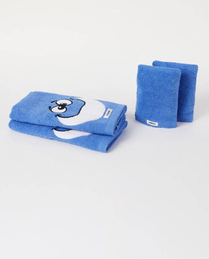 Woody twee handdoeken + twee washandjes – blauw – walvis – 231-1-TTW-B 866 – 50x100cm