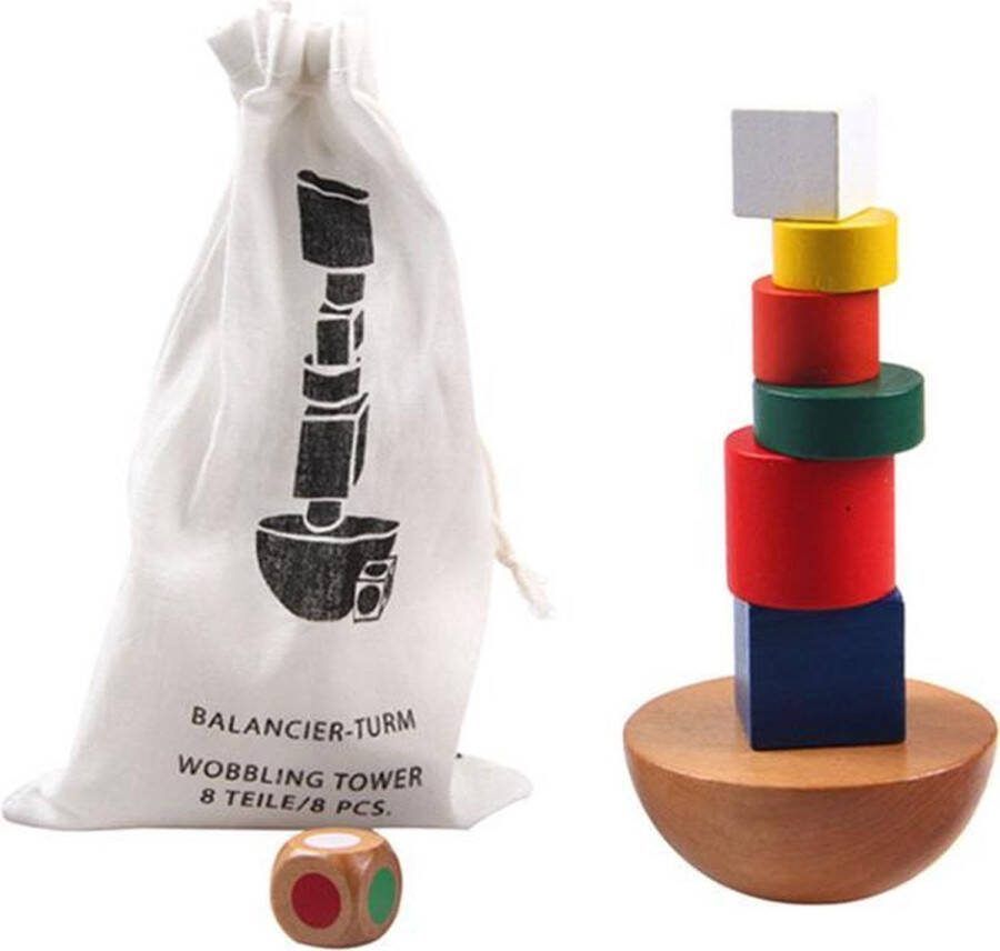 WoodyDoody Balanceer Puzzel met Dobbelsteen Houten Puzzel Breinbreker Spel voor Volwassenen en Kinderen Behendigheidsspel Desktop Anti Stress Kleuter Educatief Speelgoed 4 jaar Houten Blokken Peuter Speelgoed Blokken