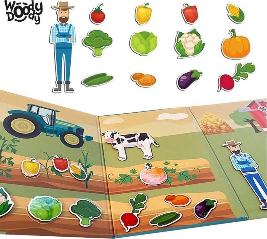 WoodyDoody Boerderij Puzzel Magnetibook Magneet Boek Boerderij Plakboek Dieren en Boerderij Montessori Boerderij Speelgoed
