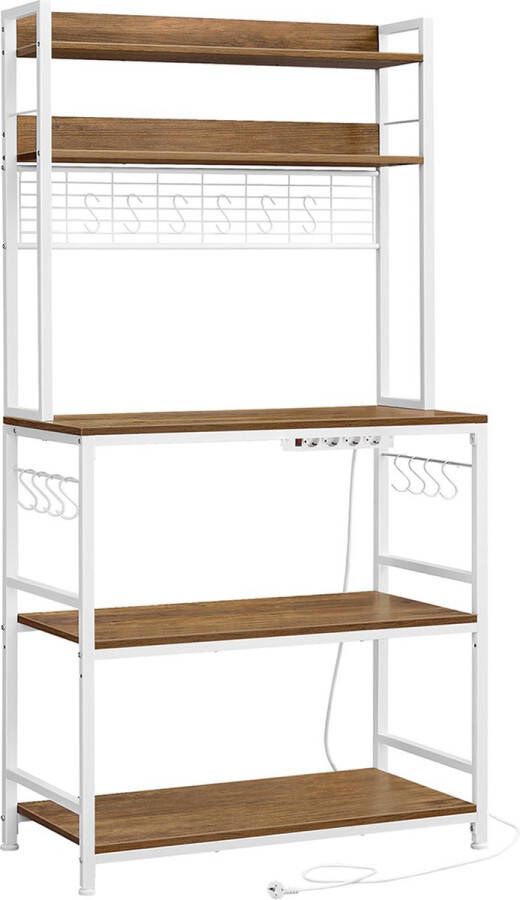 Woon Wereld Keukenplank met stopcontacten en roosterplaat in vintage bruin en wit