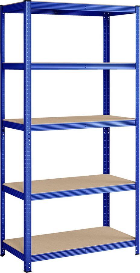 Woon Wereld Opbergrek met 5 legborden Verstelbare legborden 180 x 90 x 40 cm Tot 875 kg draagvermogen Blauw
