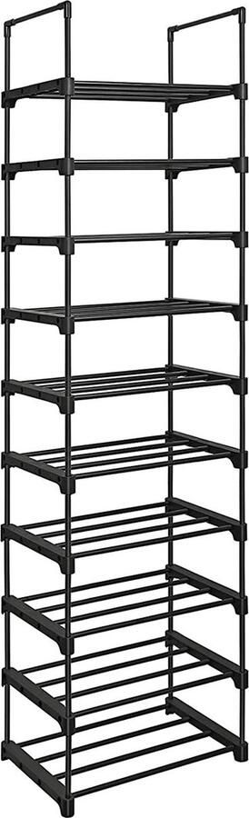 Woon Wereld Schoenenrek Met 10 planken Metalen Staal 45x30x174cm Zwart