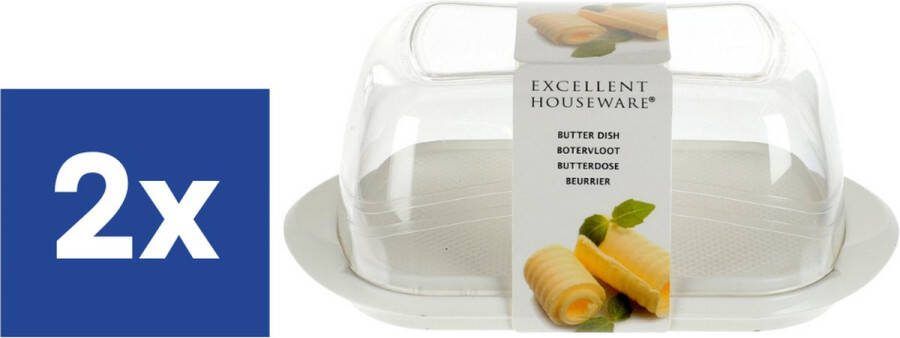Wooners Botervlootje Boterdoos Transparant 18.5 cm x 11 cm x 7.5 cm 2 stuks