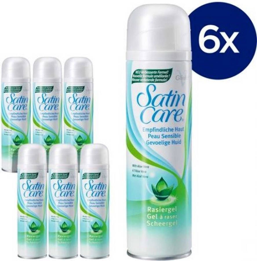 Wooners Gillette Venus Satin Care Scheergel Gevoelige Huid 6 x 200 ml