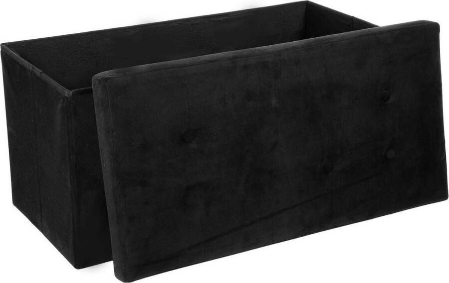 Hocker met opbergruimte Opbergpoef Zwart Velvet H38 x B76 cm