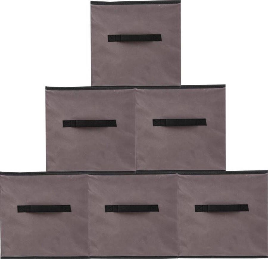 Wooners Kast Organizers Set: 6 Stuks Multifunctioneel Opberg Box Doos Mand Vakken Opbergsysteem Kleding BH Sokken Ondergoed Speelgoed Badkamer Keuken 20 L Taupe