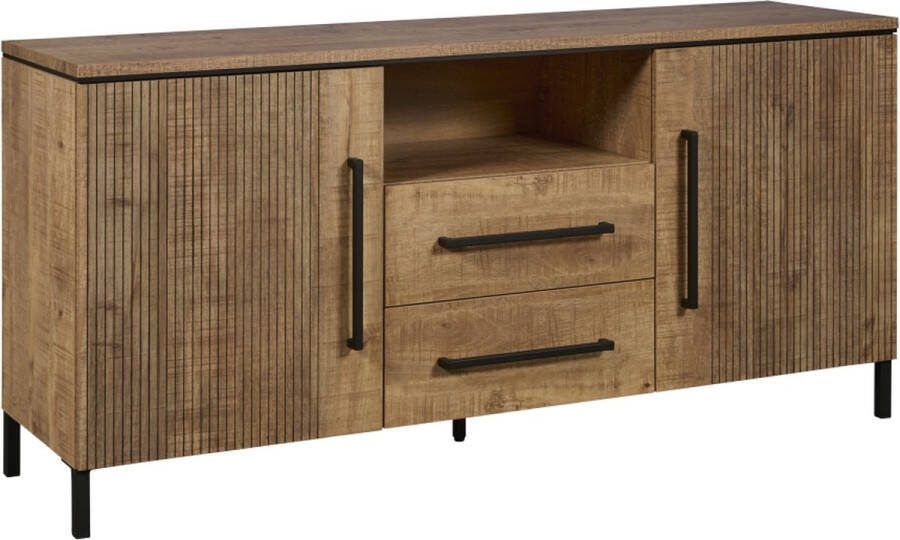 Woonexpress Dressoir Culemborg Mango Houtlook Bruin 163x80x45 cm (BxHxD) Verticale Latten Softclose