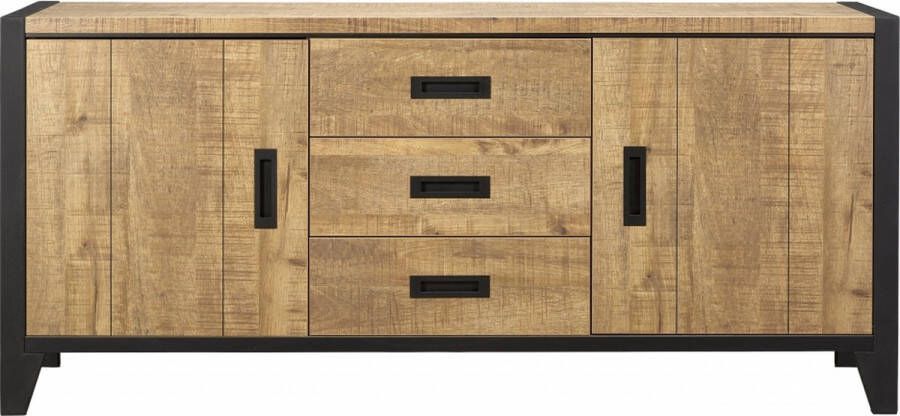 Woonexpress Dressoir Tilburg Bruin MDF Mango zwart 80x180x45cm (hxbxd)