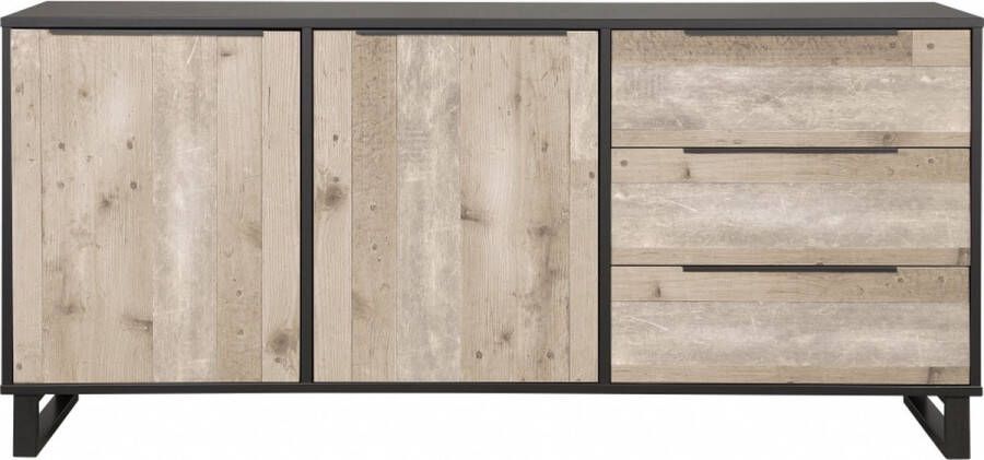 Woonexpress Dressoir Zundert Naturel MDF Antraciet wild Eiken Structuur 84x185x48cm (hxbxd)