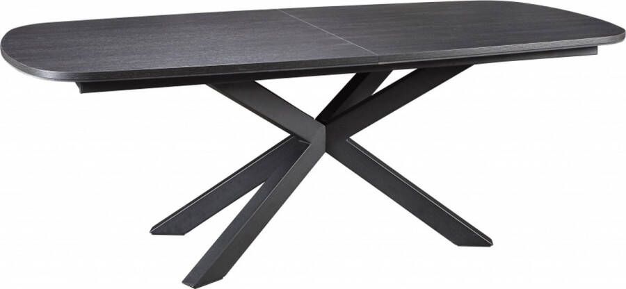 Woonexpress Eettafel Zwanenburg MDF Zwart 220x76x100 cm (BxHxD) Uitschuifbaar Spinpoot