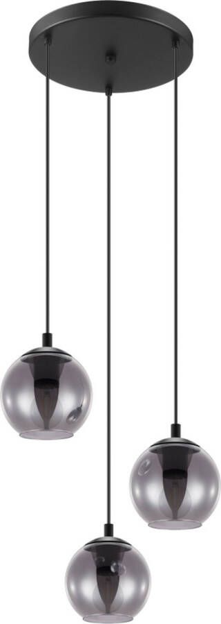 EGLO Ariscani Hanglamp eetkamer Ø 42 5 cm Rookglas 3 lichts Zwart