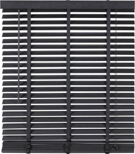 Woonexpress Houten Jaloezie Zwart 140 x 130 cm (BxH) Lamelbreedte: 5 cm met Bedieningskoord en Draaistang