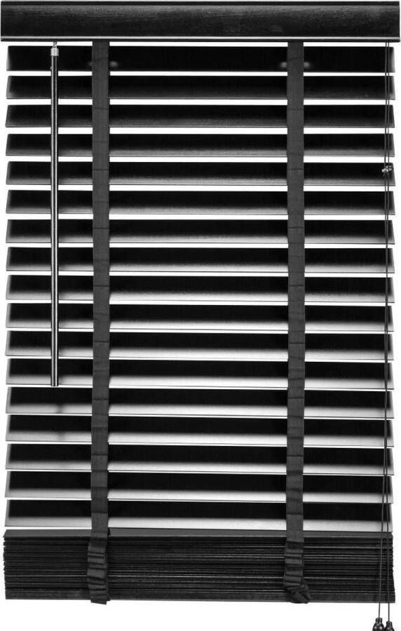 Woonexpress Houten Jaloezie Zwart 80 x 180 cm (BxH) Lamelbreedte: 5 cm met Bedieningskoord en Draaistang