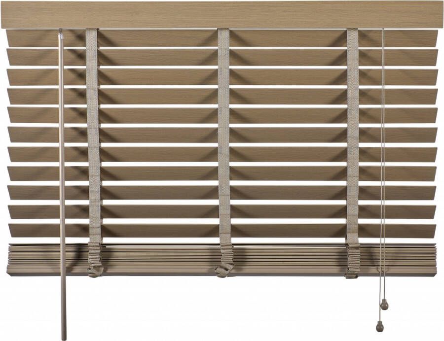 Woonexpress Jaloezie Hout Taupe 220x180x5 cm (BxHxD) Bedieningskoord en Draaistang