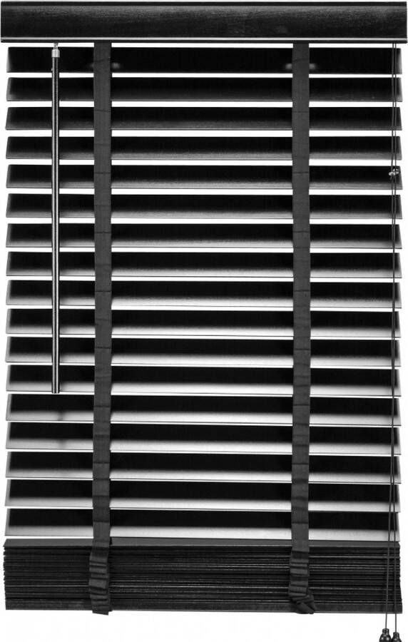 Woonexpress Jaloezie Hout Zwart 60x180x5 cm (BxHxD) Bedieningskoord en Draaistang