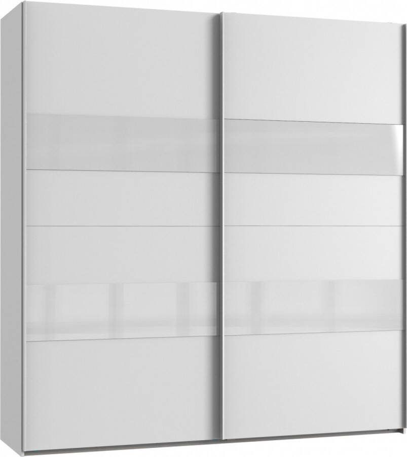 Woonexpress Kledingkast Mierlo Hout Wit 225x236x65 cm (BxHxD) Schuifdeuren Hang-legkast Met 4 Legplanken en 2 Roedes