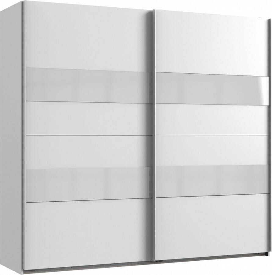 Woonexpress Kledingkast Mierlo Hout Wit 225 x 236 x 65 cm (BxHxD) Schuifdeurkast Hang-legkast Met 4 Legplanken en 2 Roedes